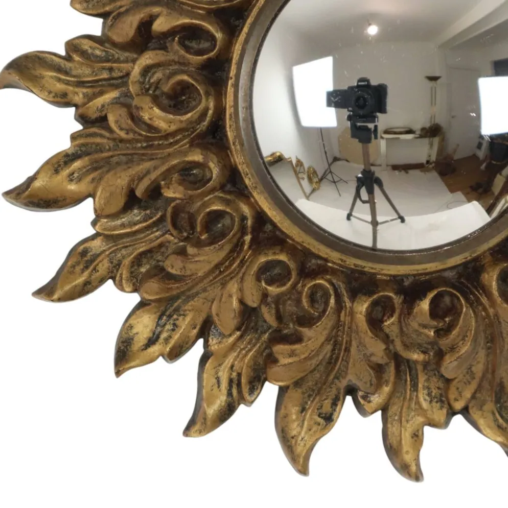 Petit miroir ensoleillé italien, style rococo, 24 cm