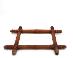 Petit miroir mural en bois tourné façon faux bambou, années 30