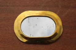 Petit miroir mural vintage en laiton doré – glace piquée – 14 cm