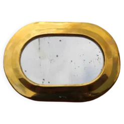 Petit miroir mural vintage en laiton doré – glace piquée – 14 cm
