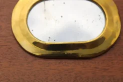 Petit miroir mural vintage en laiton doré – glace piquée – 14 cm