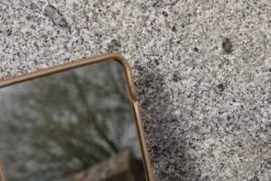 Petit miroir vintage à poser – cadre métal doré style barbier