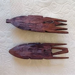 5 petits masques africains, art tribal, sculpture en bois