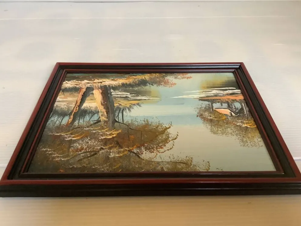 Petit tableau paysage huile sur panneau