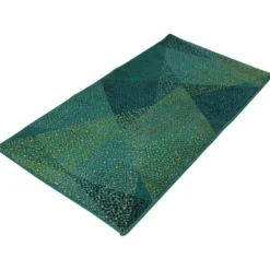 Petit tapis ou moquette géométrique verte, années 1970
