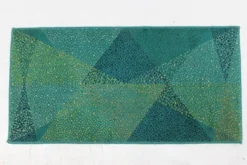 Petit tapis ou moquette géométrique verte, années 1970