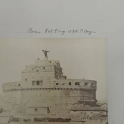 Photo albumine Rome pont Saint-Ange et fort Saint-Ange XIXe