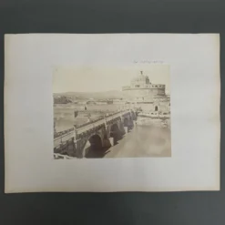 Photo albumine Rome pont Saint-Ange et fort Saint-Ange XIXe