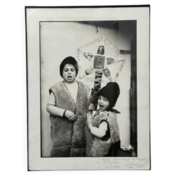 Photo artistique dédicacée par Gheorge Rizeanu XXe 2 enfants roumains