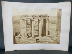 Photo Athènes Temple de la Victoire Aptère XIXe P. Moraïtes Albumine contrecollée sur carton
