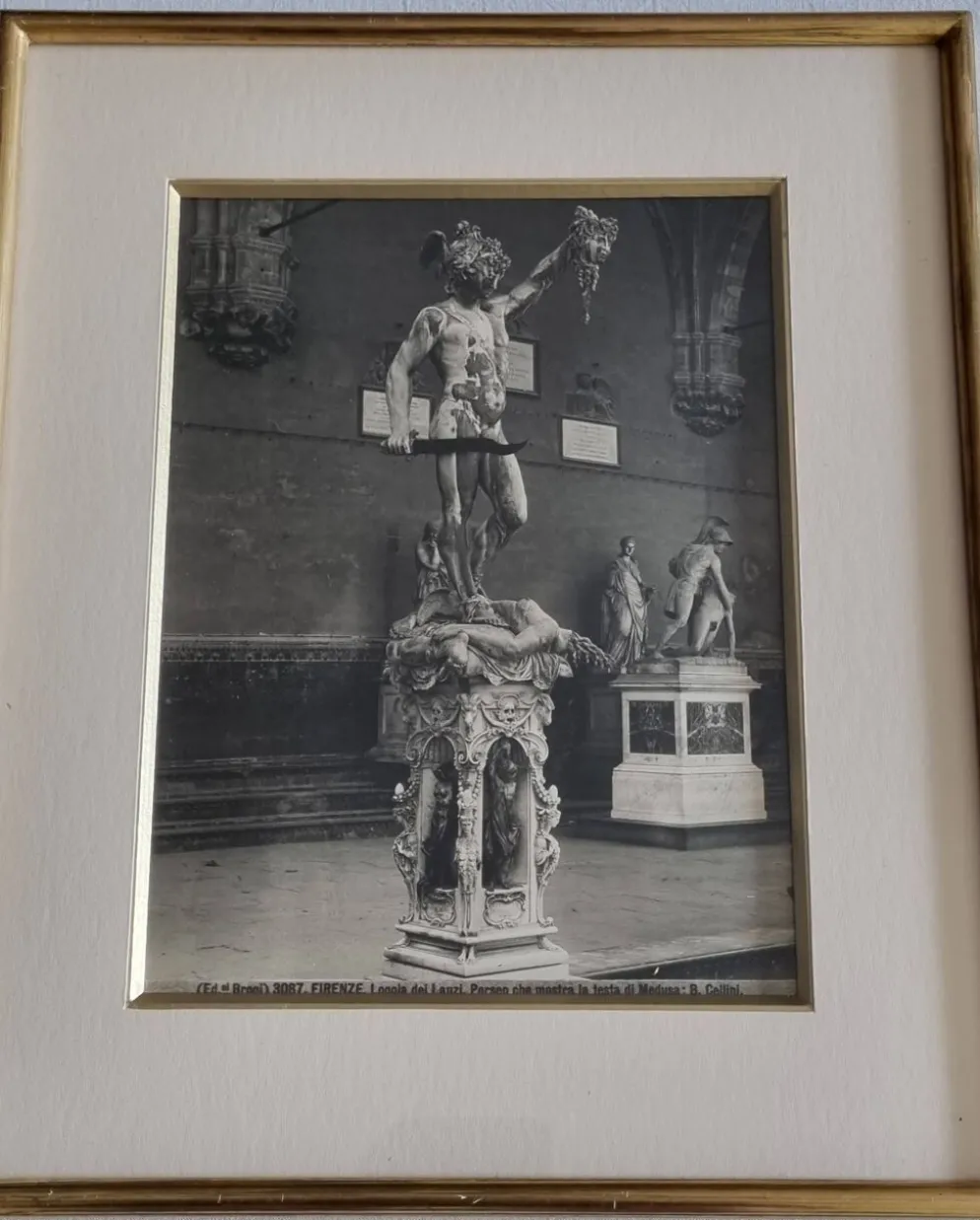 Photo gélatino-argentique Broni Florence Persée Cellini vers 1900 30x35 cm