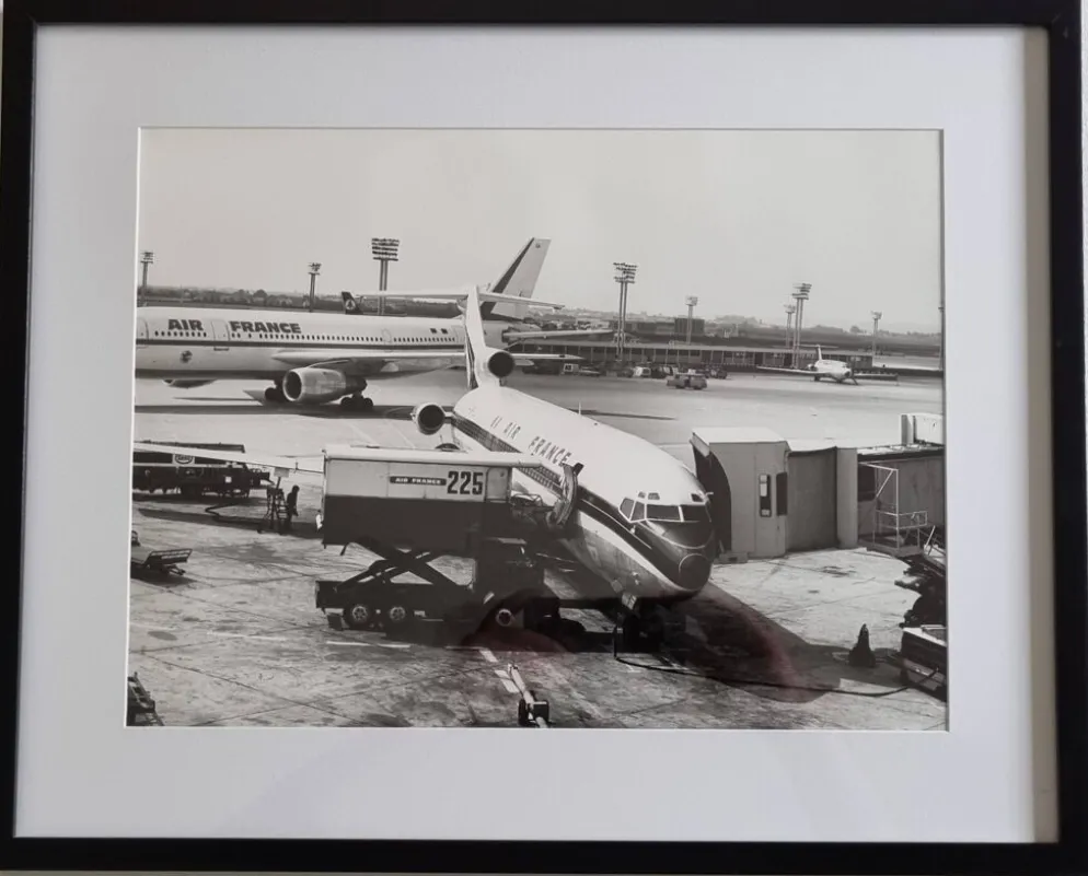 Photographie Air France à Orly, tirage vintage années 70 encadré, 53x43 cm