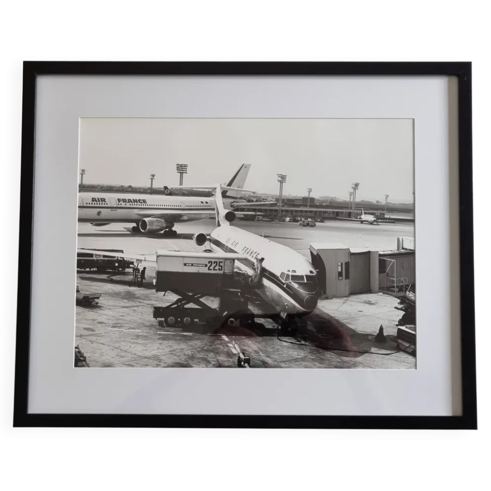 Photographie Air France à Orly, tirage vintage années 70 encadré, 53x43 cm