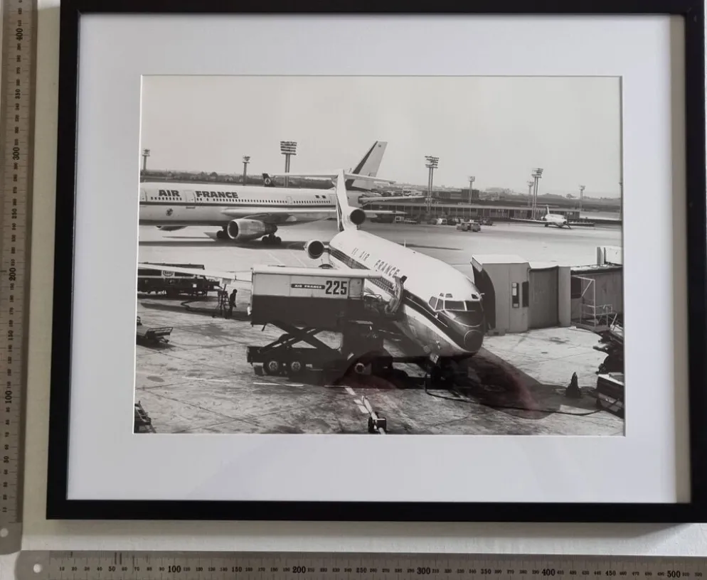 Photographie Air France à Orly, tirage vintage années 70 encadré, 53x43 cm