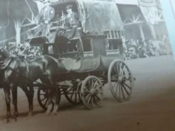 Photographie ancienne 1900 diligence chevaux tapis d'Orient, Bretagne