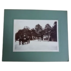 Photographie ancienne 1900 diligence, chevaux et cocher Chemins de fer de l'Etat