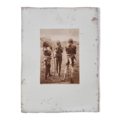 Photogravure ancienne, 1930, chasseurs Massaï