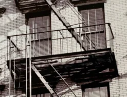 Photo New York 1953 – Escaliers de secours & femme à la fenêtre