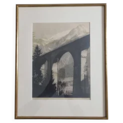 Photo viaduc Sainte-Marie Les Houches Mont-Blanc signée Dubois 35 x 44 cm