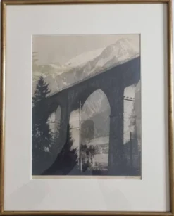 Photo viaduc Sainte-Marie Les Houches Mont-Blanc signée Dubois 35 x 44 cm