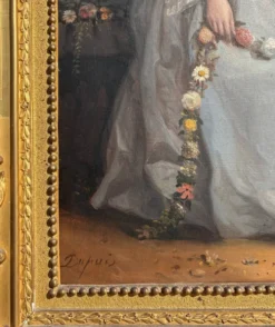 Pierre Dupuis (1833-1915) - Portrait d'une jeune fille aux fleurs peinture