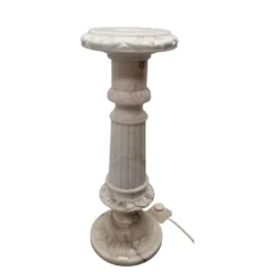 Pilier vintage en albâtre avec lampe, années 1970/80