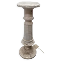 Pilier vintage en albâtre avec lampe, années 1970/80