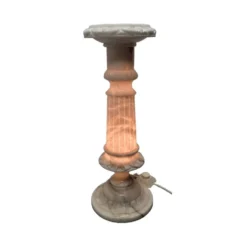 Pilier vintage en albâtre avec lampe, années 1970/80