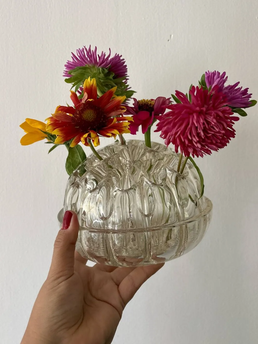Pique fleur ancien en verre XXL