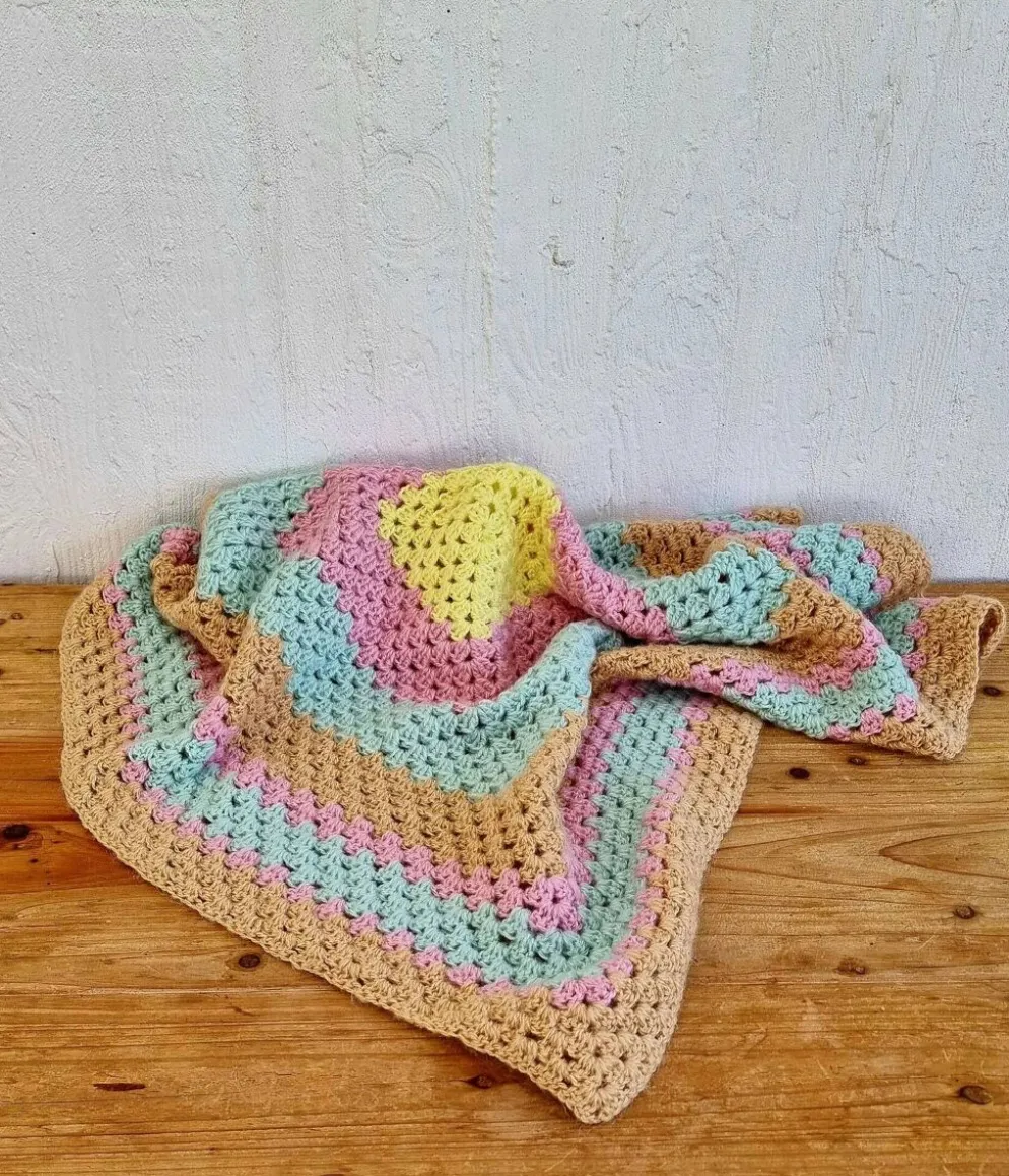 Plaid enfant vintage crochet pastel