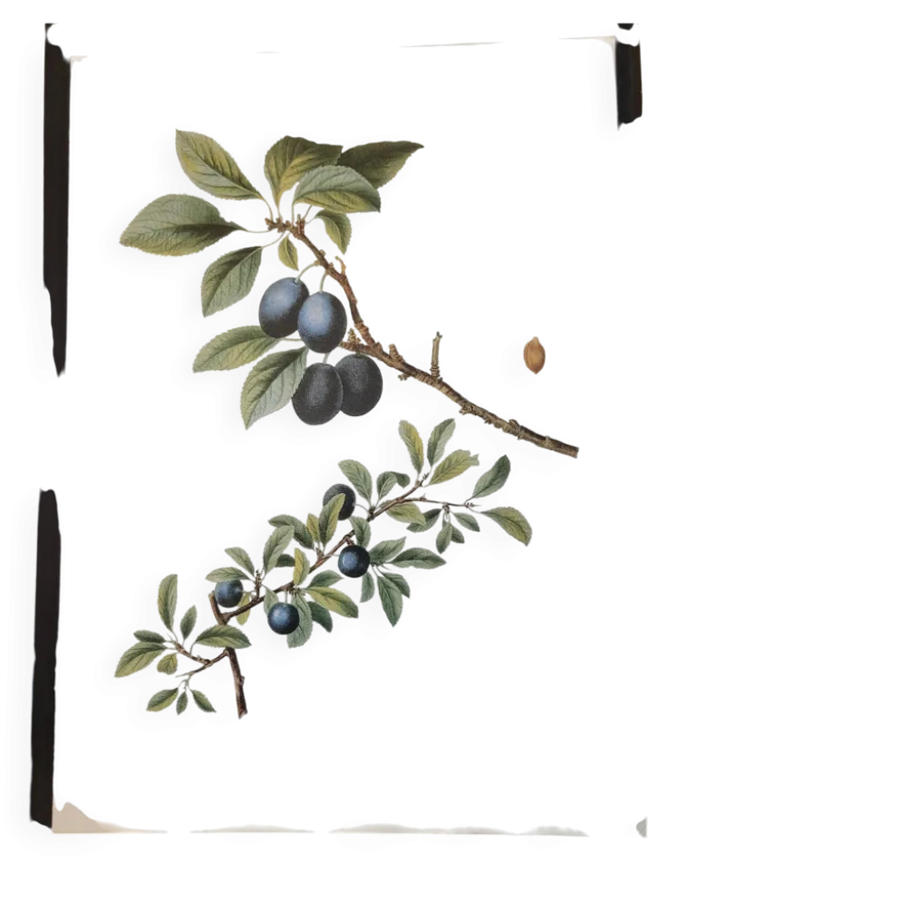 Planche botanique Prunier épineux de P.J. Redouté