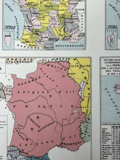Planche cartographique - France, population et divisions - 27x37cm - 1