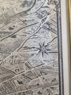 Plan de Turgot 1739 – Reproduction vintage encadrée 100 x 80 cm avec verre