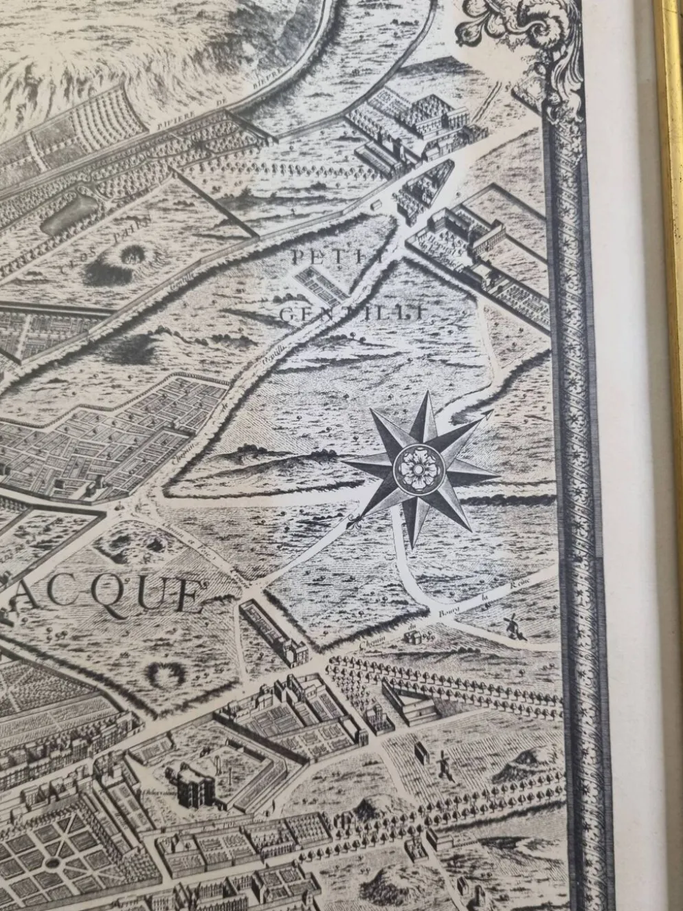 Plan de Turgot 1739 – Reproduction vintage encadrée 100 x 80 cm avec verre