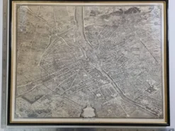 Plan de Turgot 1739 – Reproduction vintage encadrée 100 x 80 cm avec verre