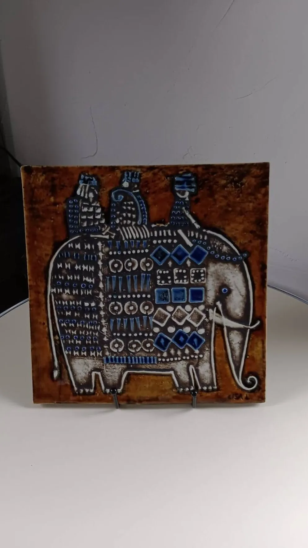 Plaque céramique série Unik , Éléphant de Lisa Larson - Gustavsberg