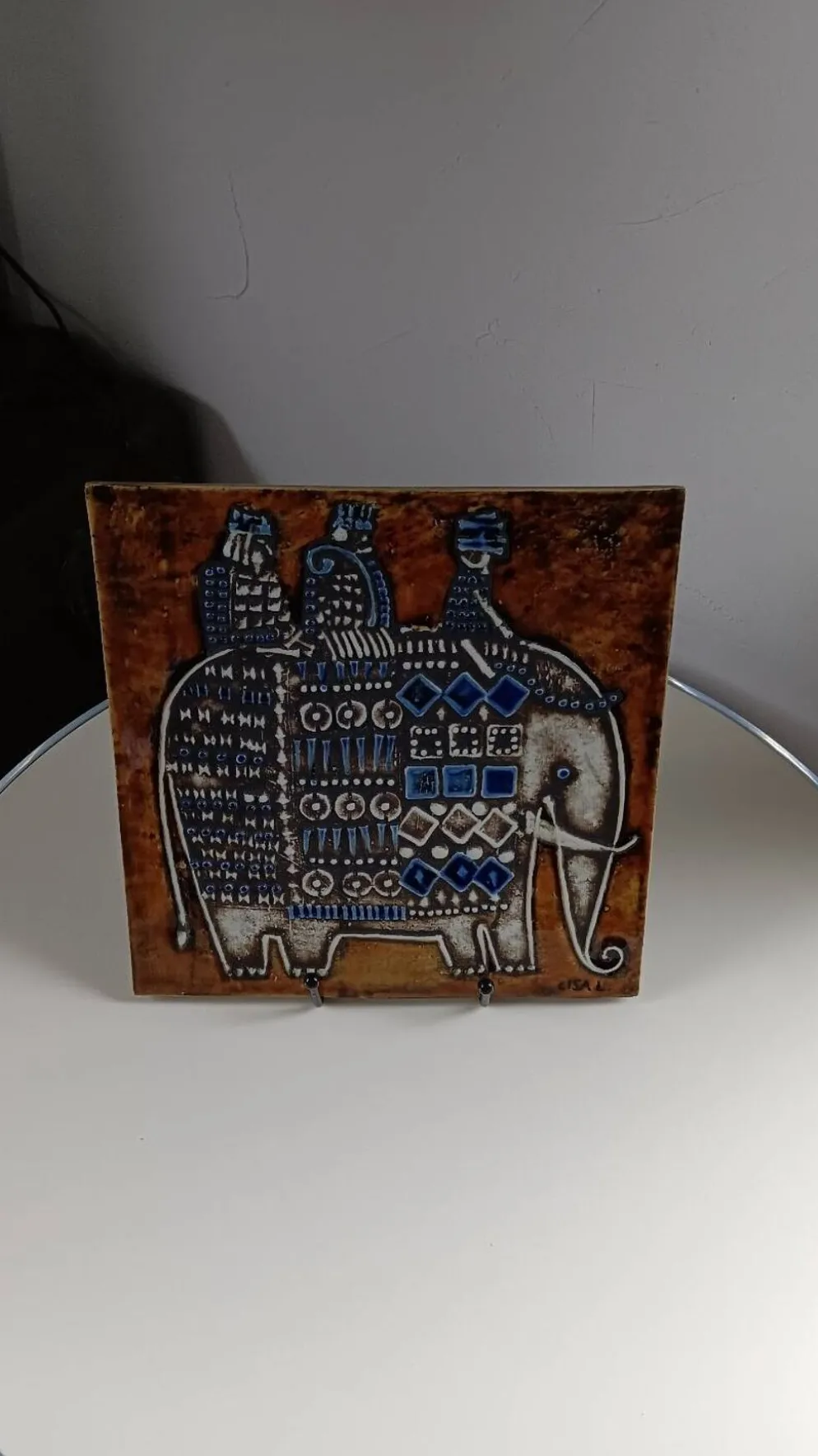 Plaque céramique série Unik , Éléphant de Lisa Larson - Gustavsberg