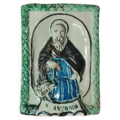 Plaque de dévotion en terre cuite Abbé Saint Antoine, XIX siècle