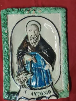 Plaque de dévotion en terre cuite Abbé Saint Antoine, XIX siècle
