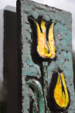 Plaque en céramique décor floral Ruscha