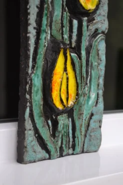 Plaque en céramique décor floral Ruscha