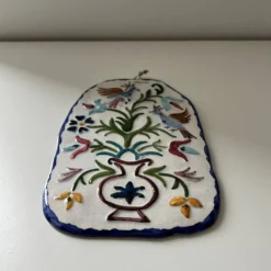 Plaque en céramique décor oiseaux