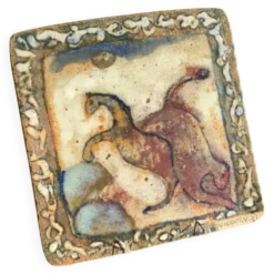 Plaque en grès vernissé Voldemar Volkoff 25x25