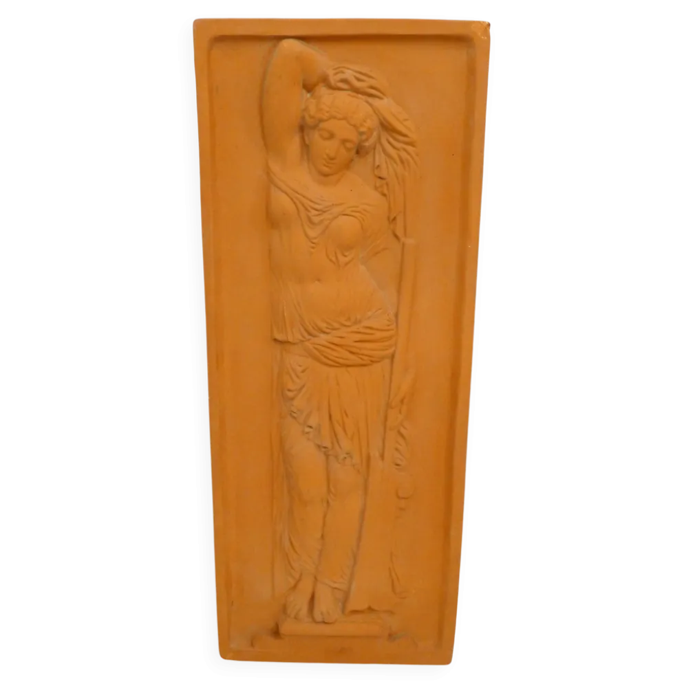 Plaque murale Femme baigneuse, bas-relief en terre cuite