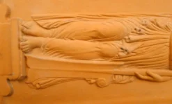 Plaque murale Femme baigneuse, bas-relief en terre cuite