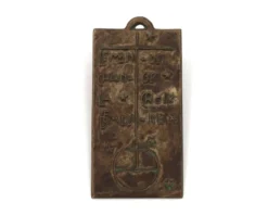 Plaque religieuse murale moderniste en bronze avec dicton, années 50