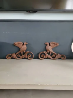Plaques décoratives oiseaux en fonte