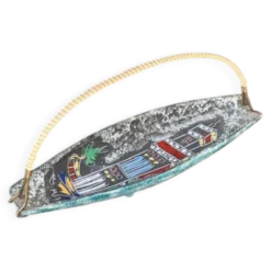Plat décoratif, vide poche San Marino en céramique artisanale vintage, 1950