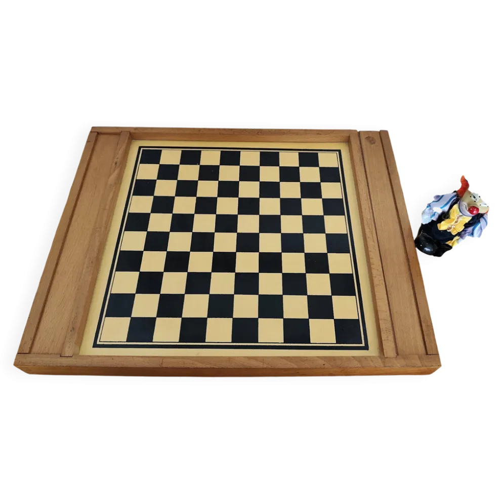 Plateau de jeux ancien en bois réversible