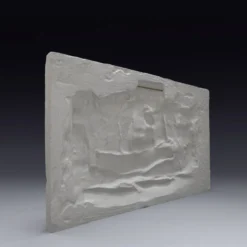 Plâtre représentant deux vaches et un veau, basé sur une fresque égyptienne.